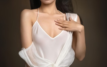Women, Asian, Dark Hair, White Dress Wallpaper