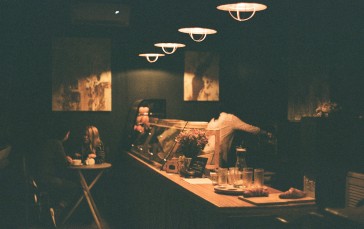 Cafe, Lights, Film Grain, Croissants, Cup Wallpaper
