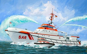 Ship, Sea, Sky, Digital Art, Watermarked Wallpaper