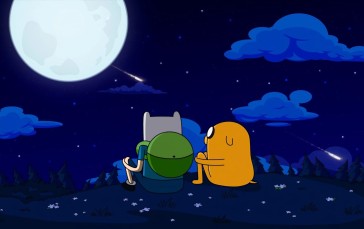 Jake the Dog, Night, Adventure Time, Moon, Moonlight, Sky Wallpaper