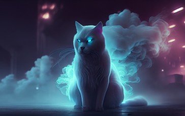 AI Art, Illustration, Neon, Cats Wallpaper