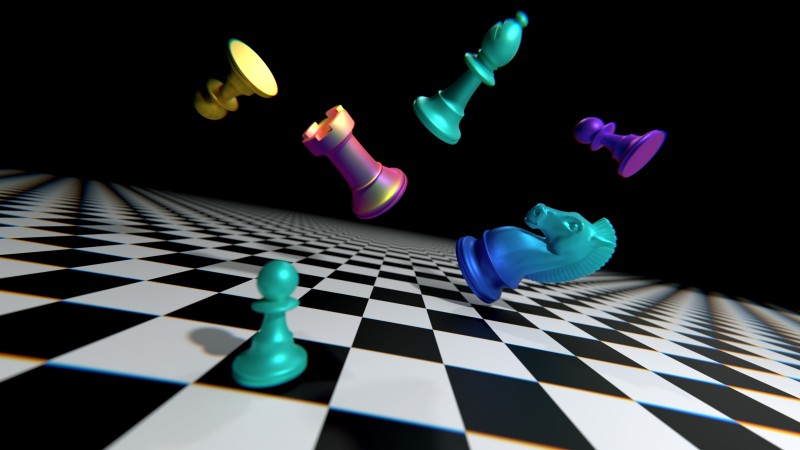 Artwork, Chess, CGI, Black Background, Checkered Wallpaper