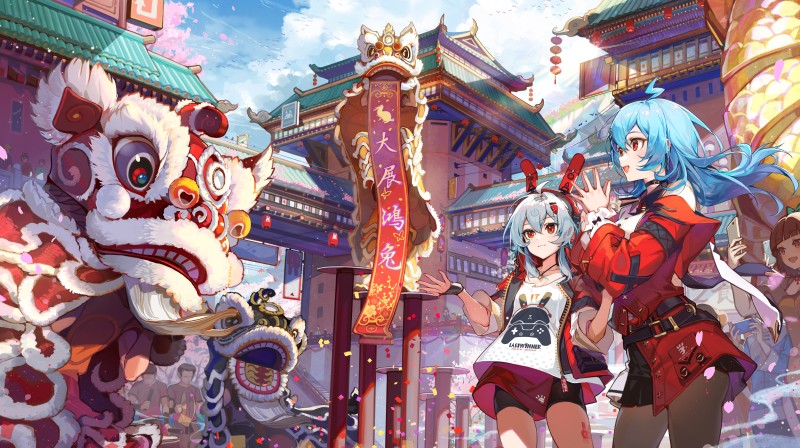 Two Women, New Year, Antithetical Couplet, Chinese New Year, Anime Girls Wallpaper