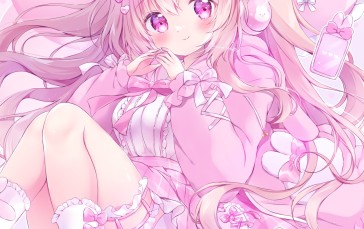 Anime, Anime Girls, Pink Hair, Purple Eyes, Long Hair Wallpaper