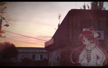 Animeirl, Redhead, Sunset, Sakura Kyouko, Anime Girls Wallpaper