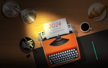 2024 (year), New Year, Typewriters, Lamp, Cigarettes Wallpaper