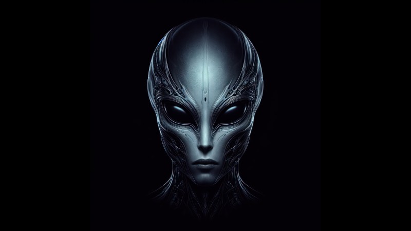 Alien (Creature), Black, Dark, Mystic Eyes, AI Art, Simple Background Wallpaper