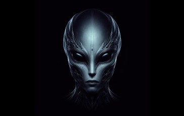 Alien (Creature), Black, Dark, Mystic Eyes, AI Art, Simple Background Wallpaper