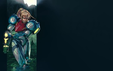 Samus Aran, Metroid, Metroid Dread, Power Armor, Video Games, Dark Background Wallpaper