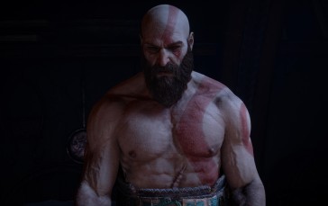 God of War Ragnarök, Kratos, Shirtless, Video Game Characters, CGI, Video Game Men Wallpaper
