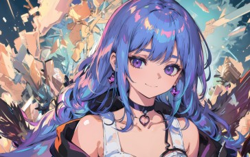 AI Art, Anime Girls, Choker, Looking at Viewer Wallpaper