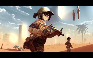 Anime Girls with Guns, Hat, Gun, Girls with Guns Wallpaper