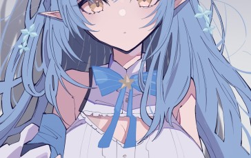 Anime Girls, Pointy Ears, Yellow Eyes, Blue Hair Wallpaper
