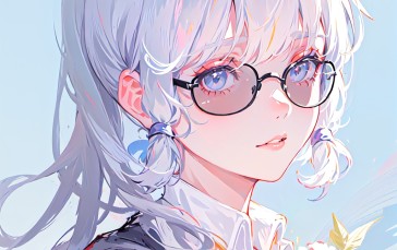Anime, Anime Girls, Pixiv, AI Art, Glasses Wallpaper
