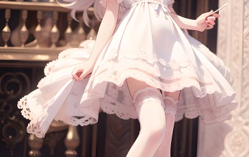 AI Art, Anime Girls, Crown, White Pantyhose Wallpaper