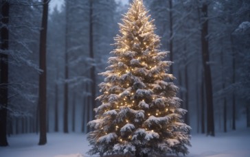 AI Art, Christmas, Christmas Tree, Snow Wallpaper