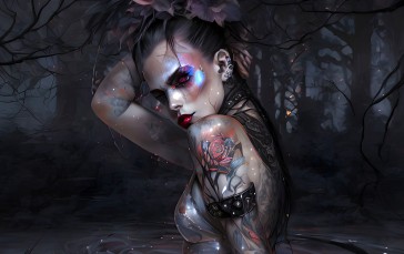 AI Art, Water, Dark, Tattoo Wallpaper