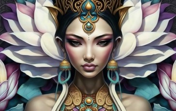 AI Art, Illustration, Lotus, Women Wallpaper