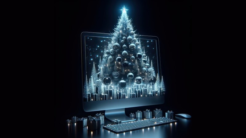 Christmas, Silver, Blue, Laptop Wallpaper