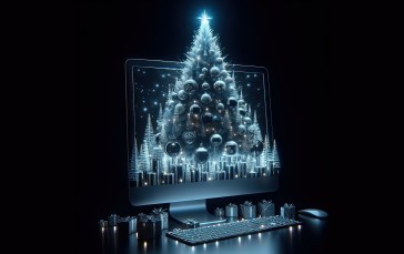 Christmas, Silver, Blue, Laptop Wallpaper