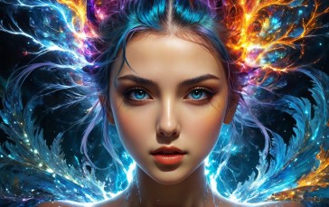 AI Art, Women, Looking at Viewer, Face, Colorful Wallpaper
