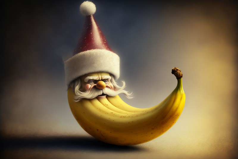 AI Art, Santa Claus, Bananas, Humor Wallpaper