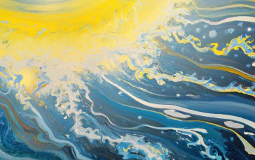 AI Art, Painting, Sun, Water Wallpaper