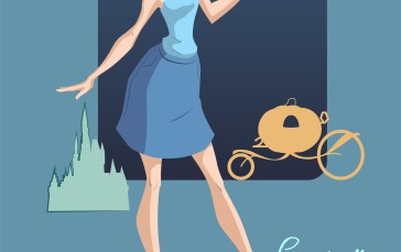Illustration, Flatdesign, Disney Princesses, Cinderella, Simple Background, Minimalism Wallpaper