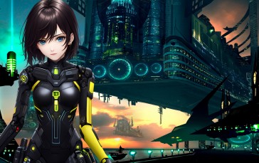 Anime Girls, Futuristic, Cyborg Wallpaper