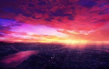 HuashiJW, Cityscape, Sunset Glow, Clouds, City Wallpaper