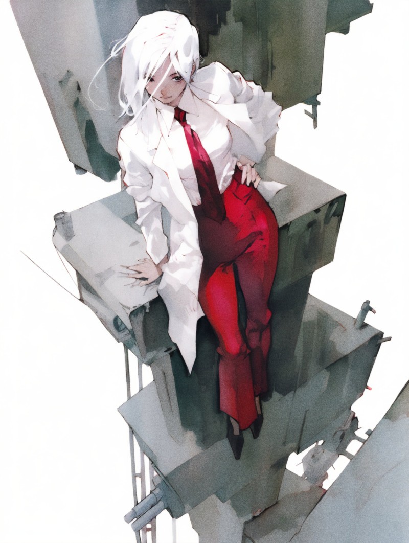 Axynchro, Retro Style, Anime Girls, Portrait Display, White Hair Wallpaper