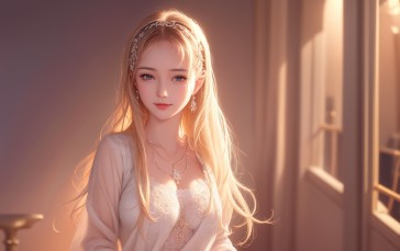 AI Art, Women, Asian, Looking at Viewer, Earring Wallpaper