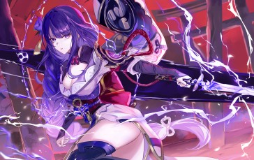 Genshin Impact, Anime Girls, Anime, Sword, Raiden Shogun (Genshin Impact), Purple Hair Wallpaper