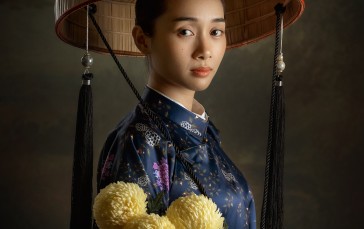 Hoang Nguyen, Women, Asian, Hat, Flowers, Dress Wallpaper