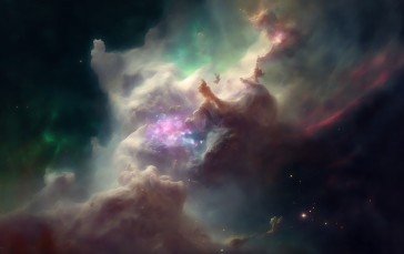 AI Art, Nebula, Colorful, Stars, Simple Background Wallpaper