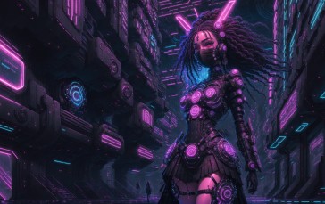 Cyber, Cyberpunk, Futuristic, Science Fiction, Crimson Wallpaper