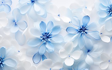 AI Art, Flowers, White Background, Blue Flowers Wallpaper