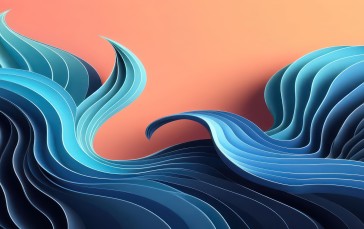 AI Art, Windows 11, Windows 10, Blue, Waves, Simple Background Wallpaper