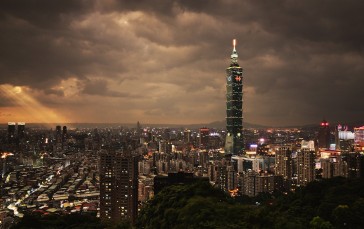 Taipei, Taipei 101, Taiwan, Cityscape, Sunset, Evening Wallpaper