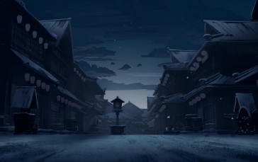 Blue Eye Samurai, Town, Sky, Snow Wallpaper