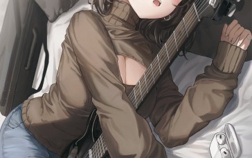 2GONG, Anime Girls, Guitar, Musical Instrument, Blue Eyes Wallpaper