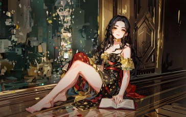 Anime, Anime Girls, Long Hair, Legs, AI Art Wallpaper