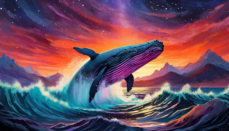 Whale, Sea, AI Art, Digital Art Wallpaper