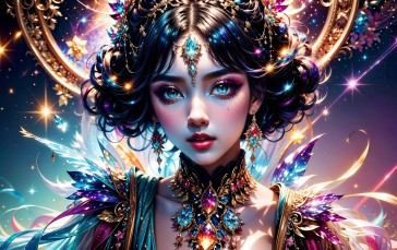 AI Art, Face, Jewel, Jewelry, Colorful Wallpaper