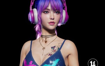 Long Tai Zi, CGI, Women, Headphones Wallpaper