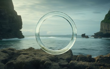 AI Art, Sea, Glass, Rings Wallpaper