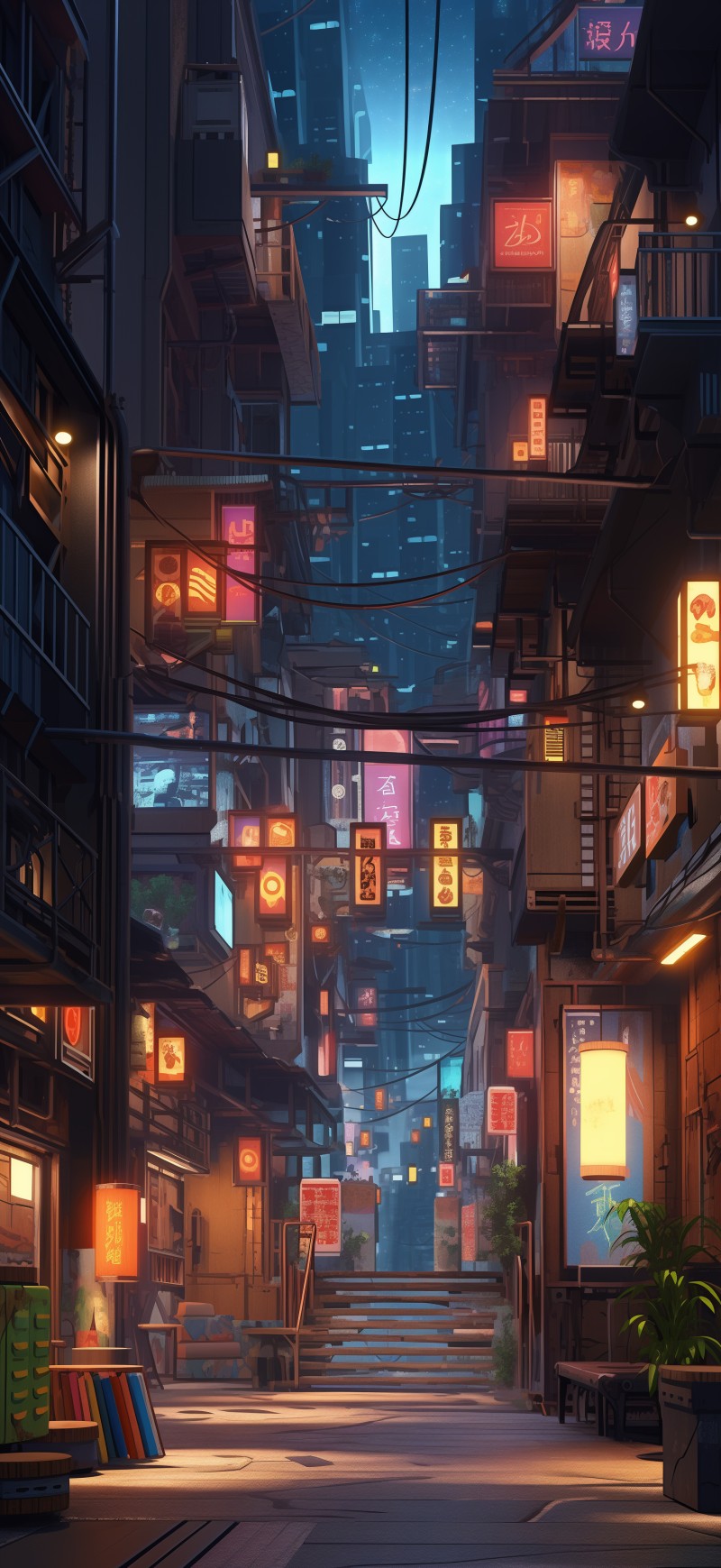 AI Art, Japan, Tokyo, Alleyway Wallpaper