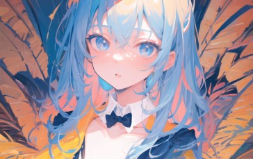Anime Girls, Digital Art, Blue Hair, Anime, Portrait Display, Bunny Ears Wallpaper