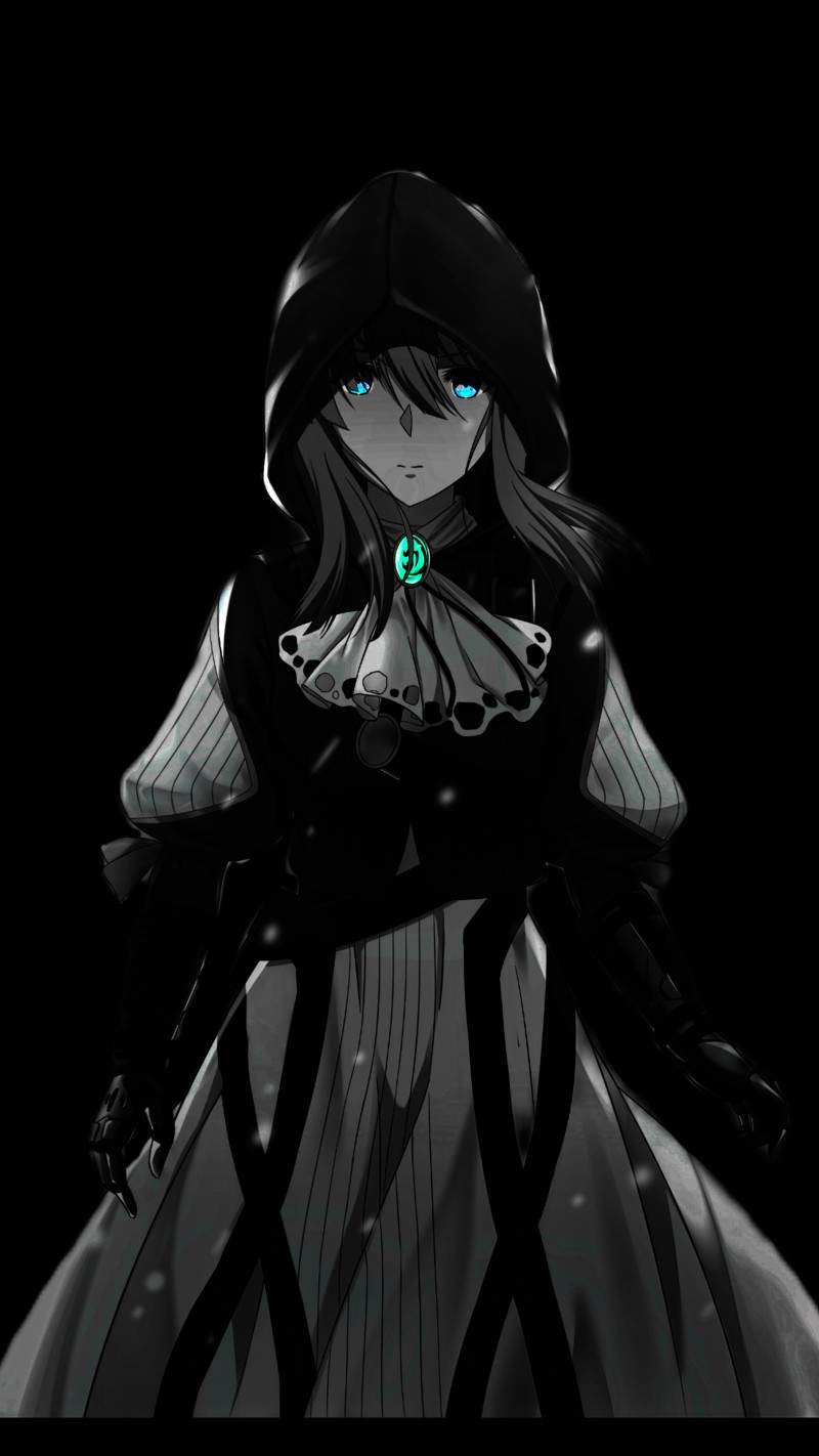 Violet Evergarden (character), Violet Evergarden, Black Background, Dark Background, Glowing, Anime Girls Wallpaper