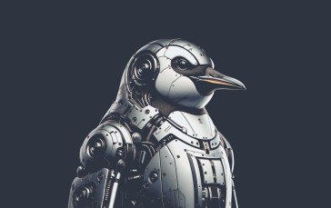 Linux, Penguins, Robot, Simple Background Wallpaper